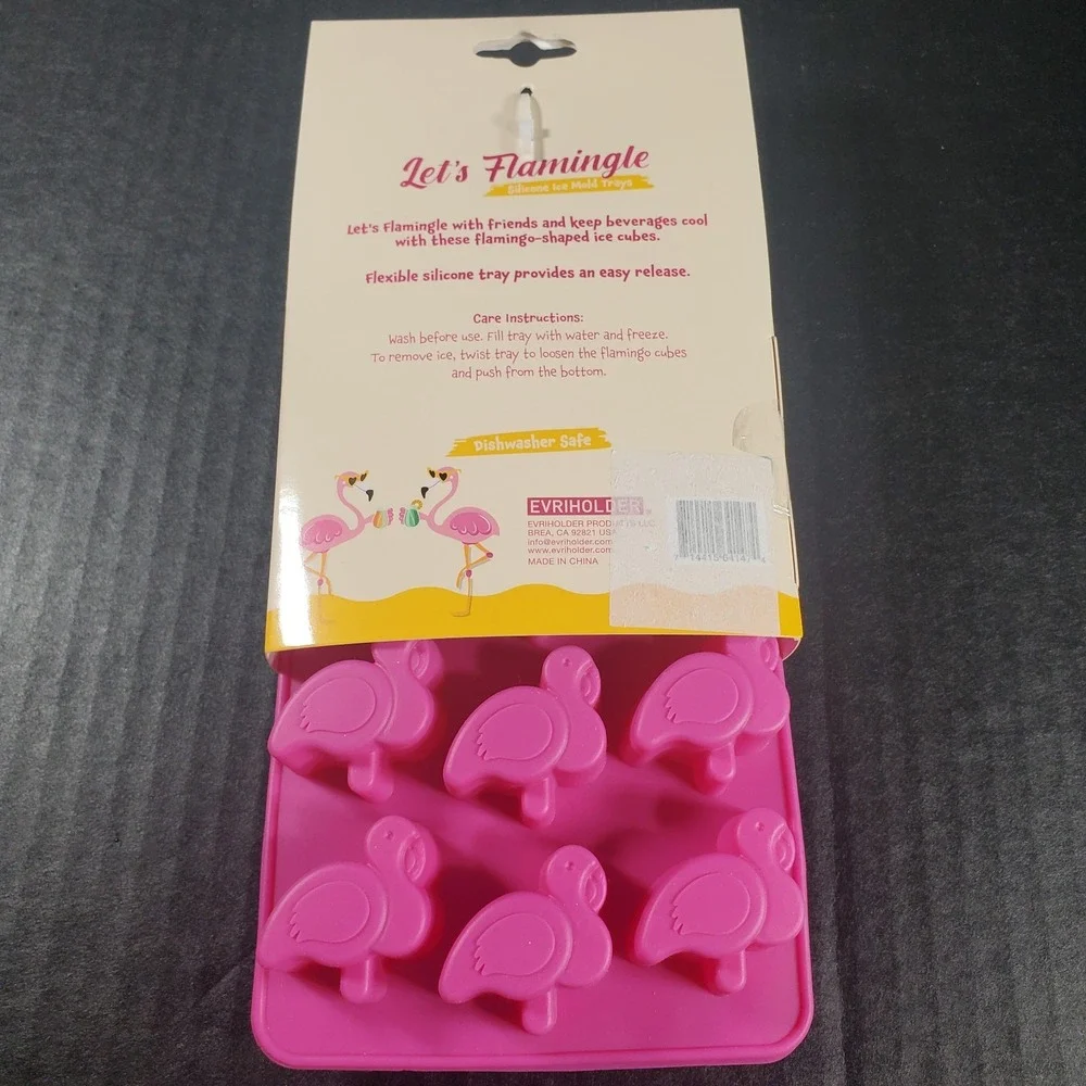 LET'S FLAMINGLE Silicone Mold Trays 2 Pack Makes 30 Flamingo Ice Cubes BPA FREE